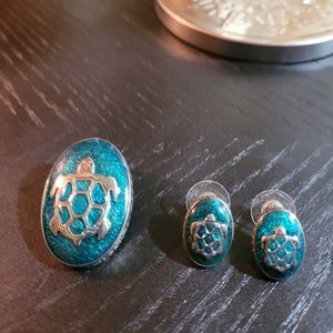 Turtle Earrings and Pendant/Brooch
